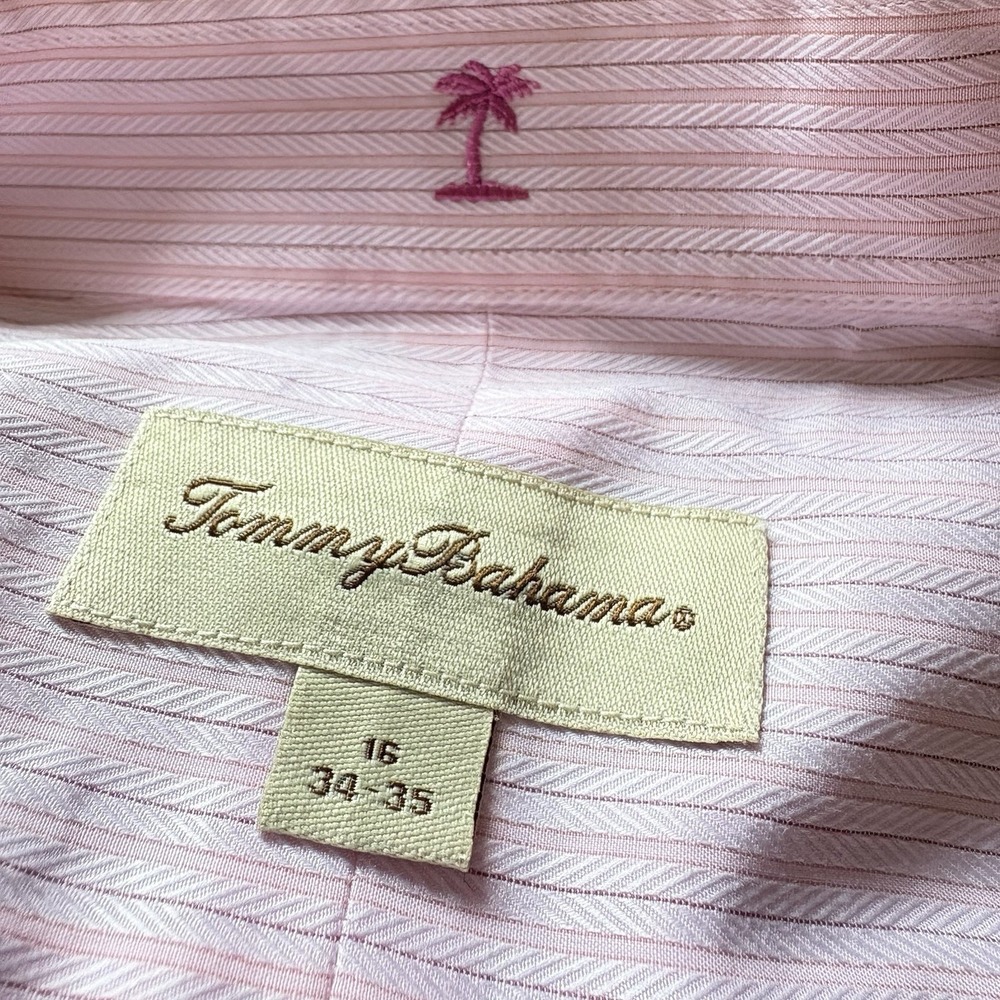 Tommy Bahama Mens Casual Button Down Shirt Long Sleeve Pink Plaid Cotton Medium - Picture 6 of 13